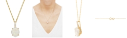 Macy's Opal (1-5/8 ct. t.w.) & Diamond (1/10 ct. t.w.) Pendant Necklace in 14k Gold